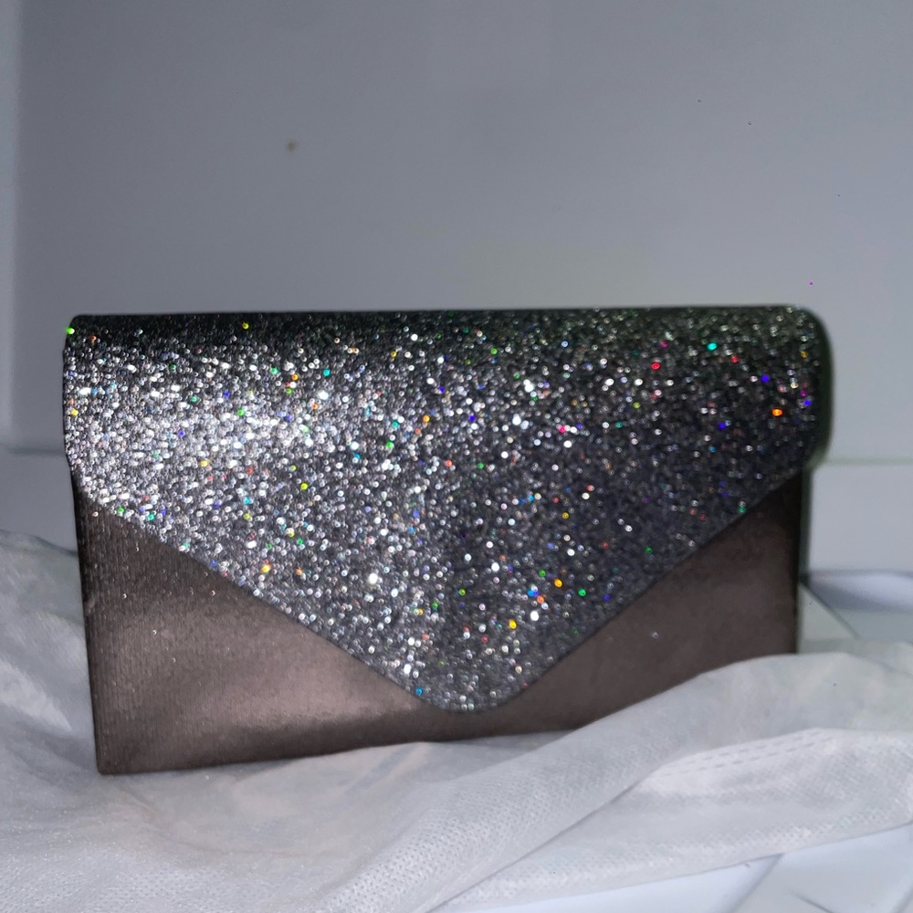 Beautiful silver, purple glitter/shimmer clutch